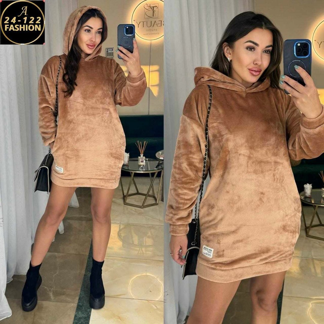 платье худи из велюра,платье теплое с капюшоном,платье туника теплая,платье туника с капюшоном,теплая туника