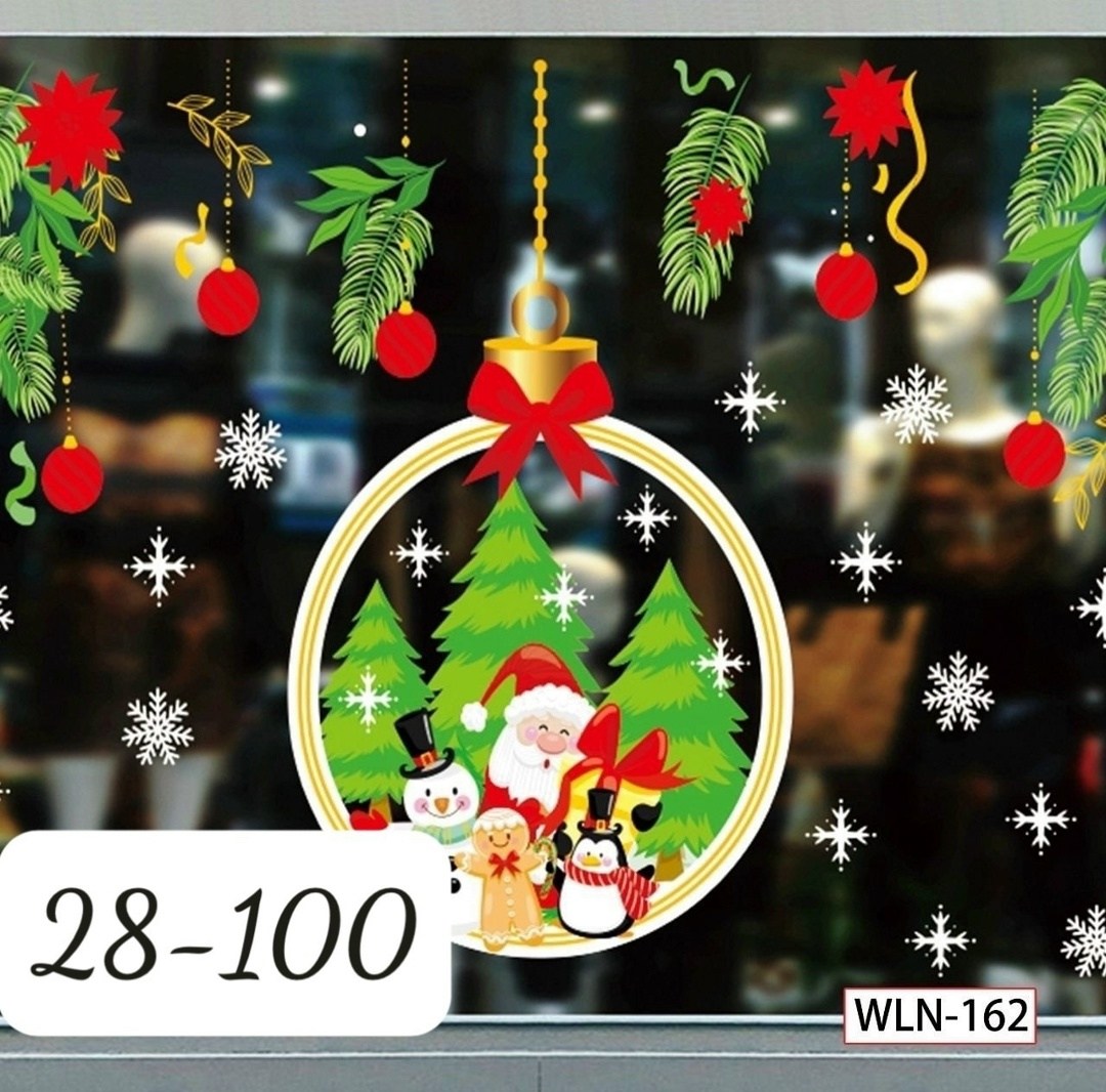 новогодняя наклейка на окна,наклейки новогодние на окна двухсторонние,наклейка на окна новогодние многоразовые,рождественские наклейки,наклейка новогодняя интерьерная