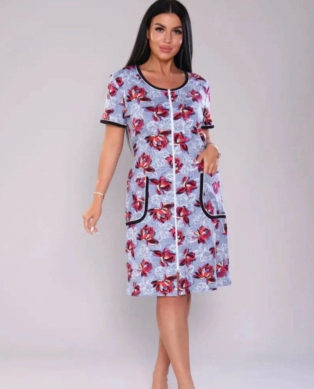 халат женский,халат женский домашний на молнии,халат домашние,халат домашний на молнии большие размеры,халат на молнии большие размеры