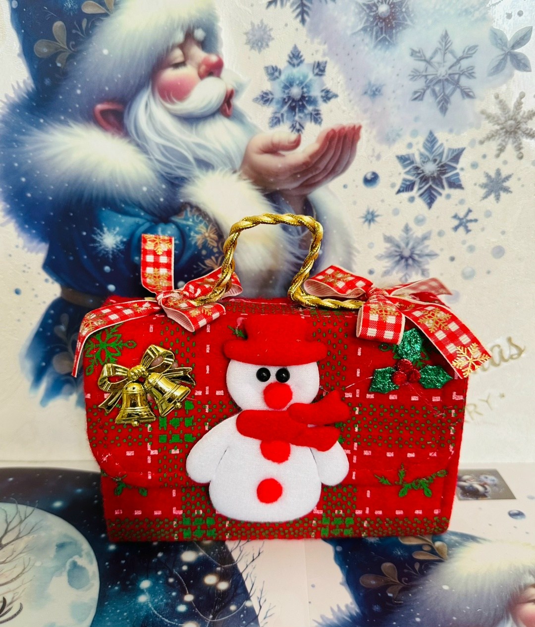 сумочка новогодняя,подарок новогодний,детские новогодние подарки,новогодняя упаковка портфельчик,новогодняя упаковка