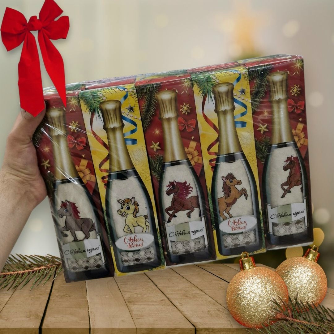 новогодний подарочный набор 5,новогодние наборы,бутылка,новогодний подарочный набор,подарочные наборы полотенец