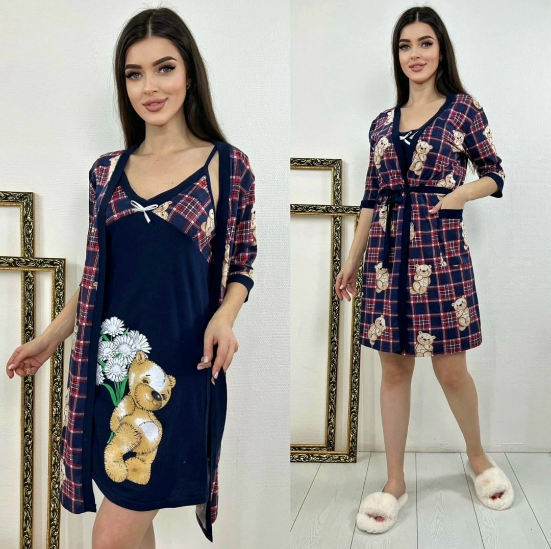 комплект сорочка халат,пижама и халат,женские халаты,женская домашняя одежда,комплект ночная сорочка и халат