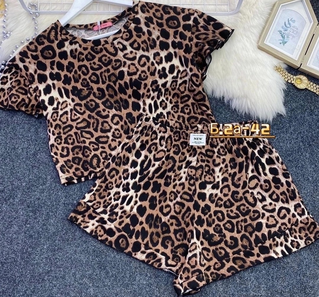 леопардовая одежда,домашняя одежда пижама,пижама комплект,пижама с шортами леопардовая,пижама женские