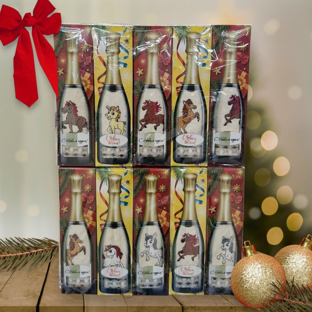 новогодний подарочный набор 5,новогодние наборы,бутылка,новогодний подарочный набор,подарочные наборы полотенец