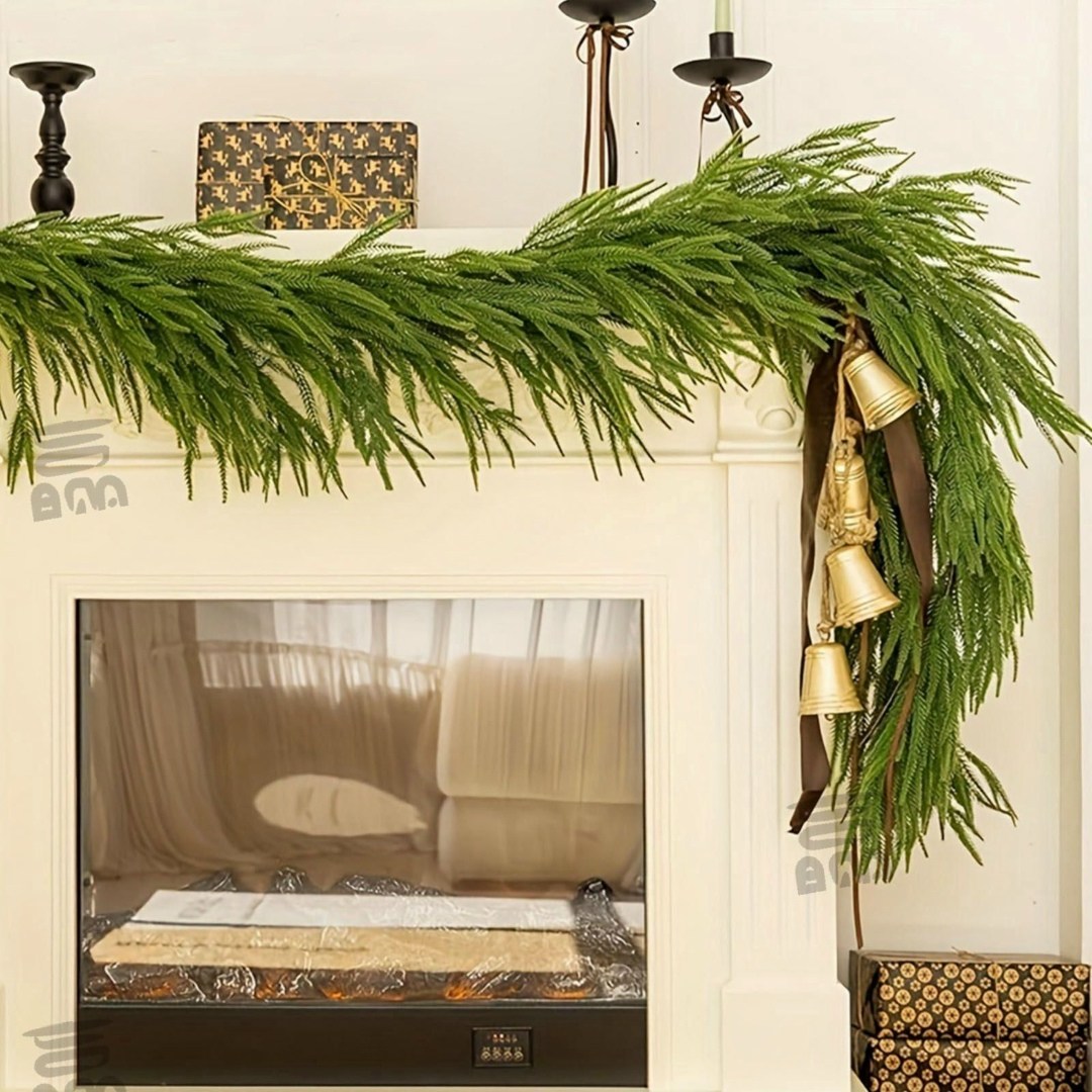 рождественская гирлянда,еловая гирлянда икеа,новогоднее украшение камина,праздничный декор,новогодние декор