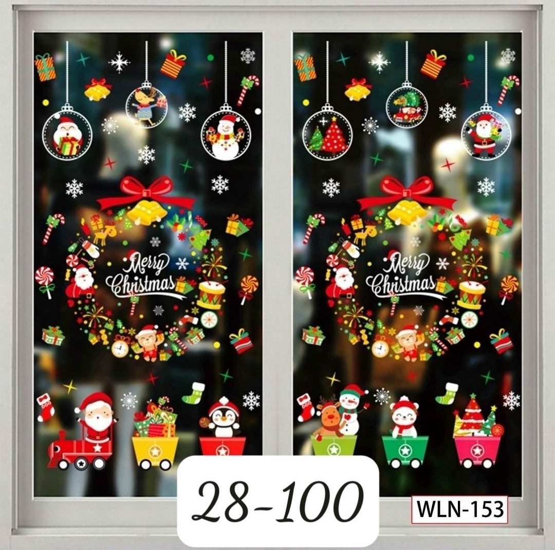 новогодняя наклейка на окна,наклейки новогодние на окна двухсторонние,наклейка на окна новогодние многоразовые,рождественские наклейки,наклейка новогодняя интерьерная