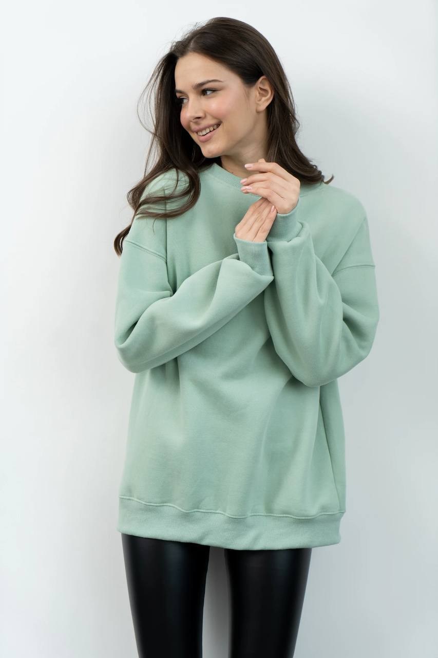 свитшот оверсайз,зеленый свитшот,свитшот женская,удлиненный свитшот оверсайз,свитшот женский толстовка оверсайз