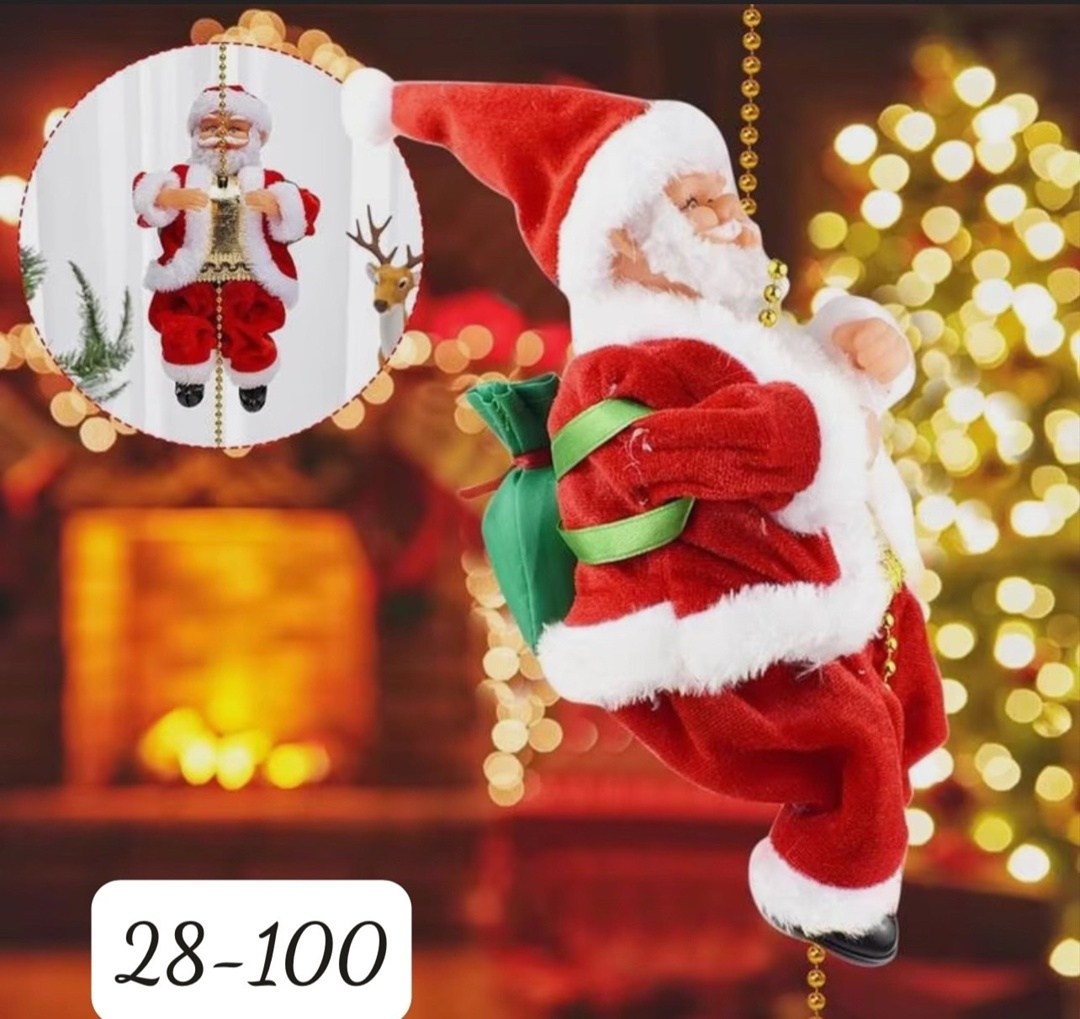 санта клаус игрушка,поднимающиеся санта игрушка,санта клаус подвесной,новогодний украшение,дед мороз на цепочке музыкальный