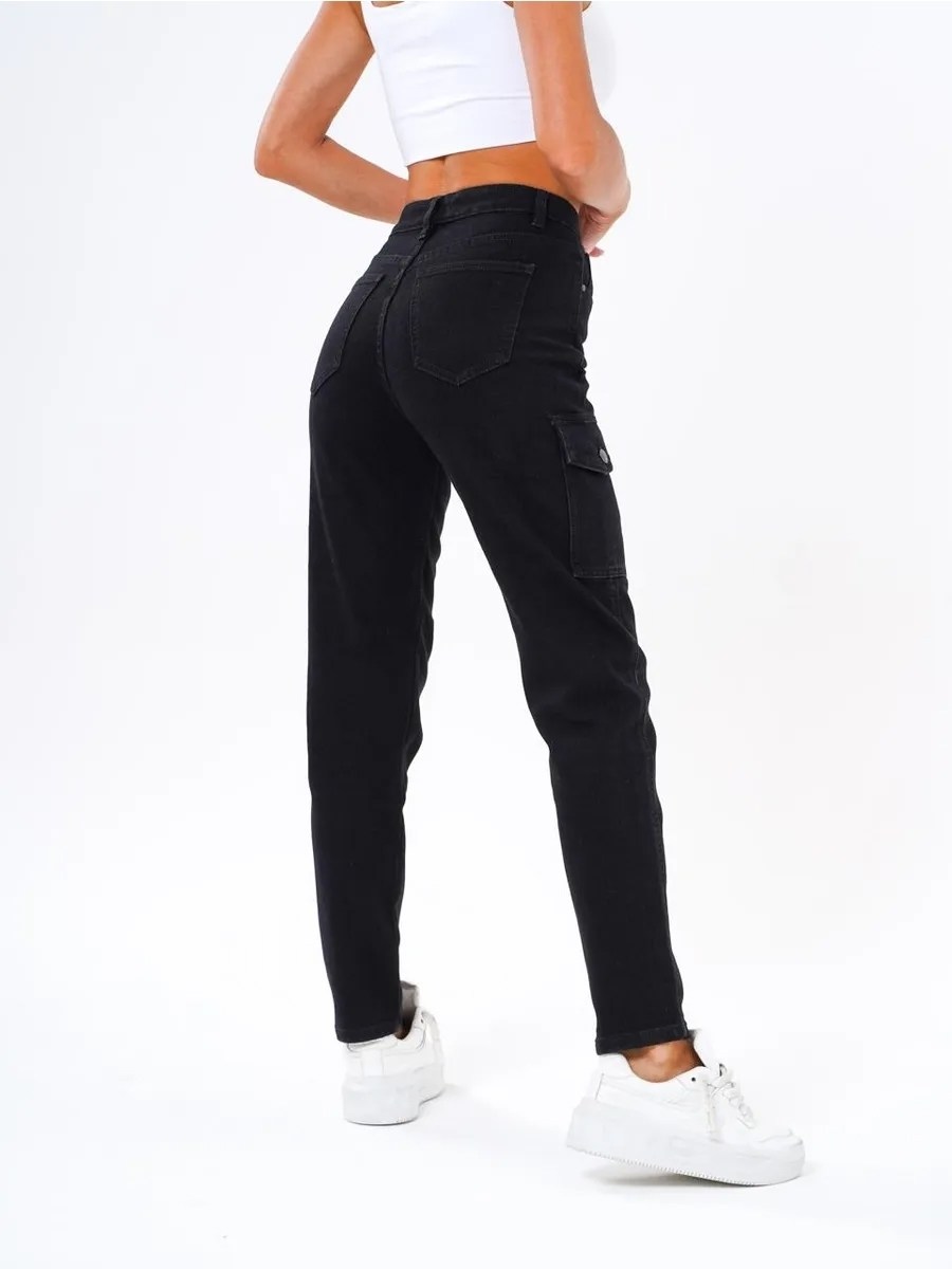женские джинсы,джинсы женские карго черные,джинсы женские черные,джинсы карго женские,женские джинсы с высокой посадкой