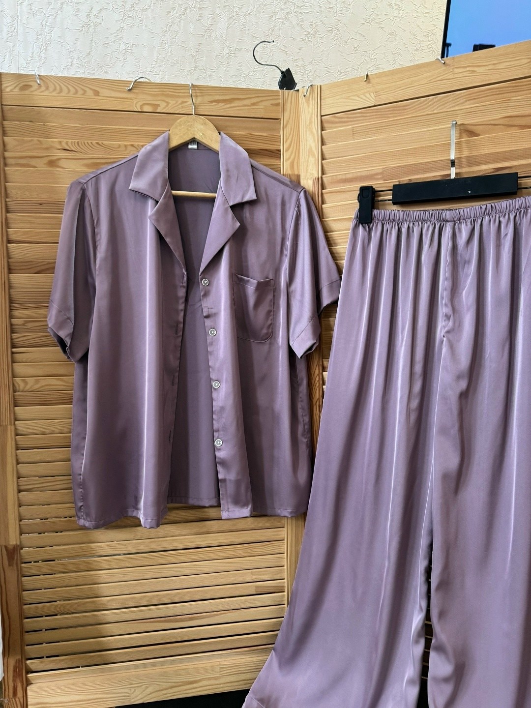 пижама женская с рубашкой,пижама рубашка,пижама из искусственного шелка,пижама шелковая со штанами,женская шёлковая пижама