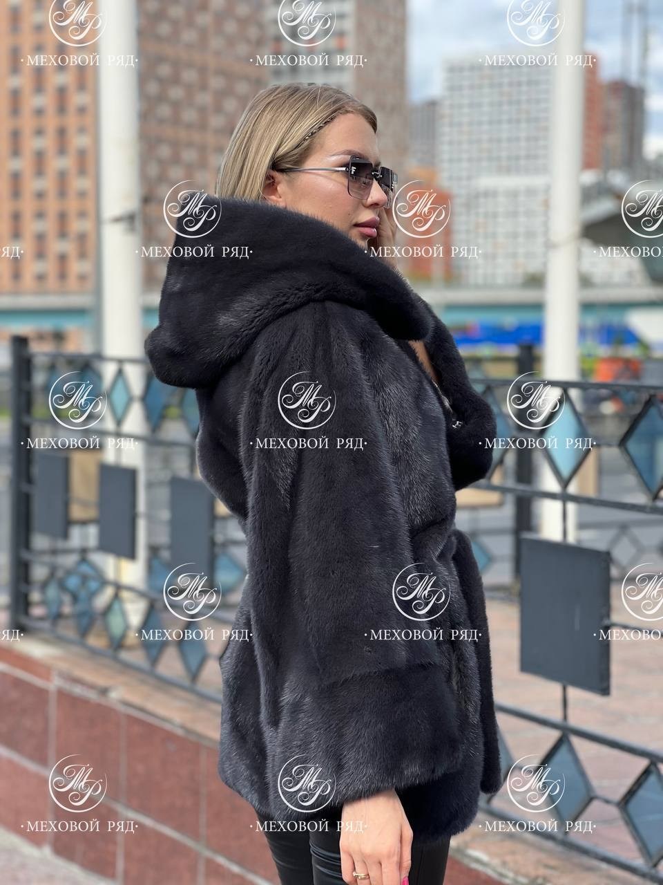 норковая шуба автоледи графит,норковая шуба черная автоледи,норковая шуба с капюшоном,шубка,шуба из меха норки