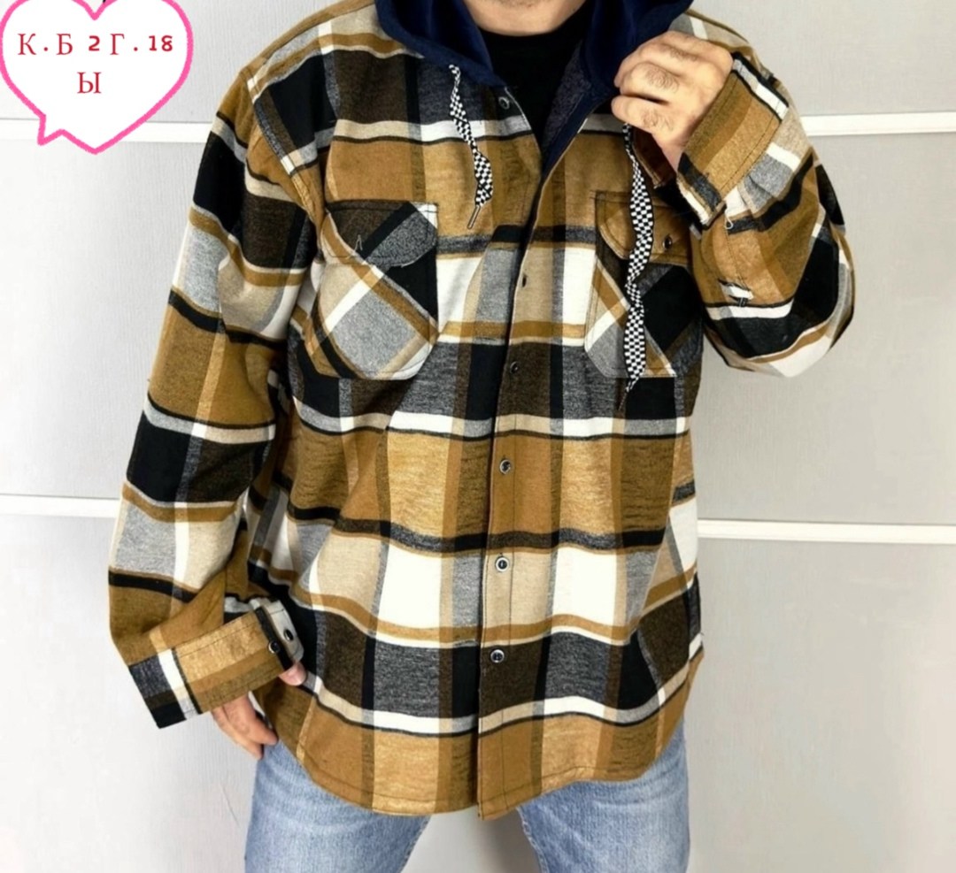 мужская мода,рубашка на меху,теплая рубашка,рубашка с капюшоном,куртка в клетку