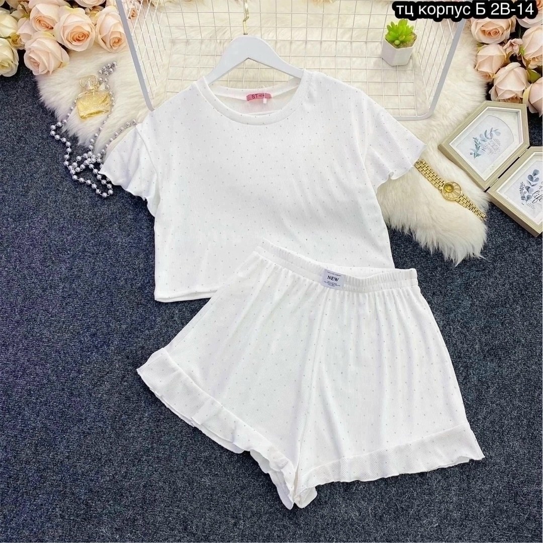 пижама с шортами,шорты с рюшами,пижама женская с шортам,шорты хлопок,домашние шорты