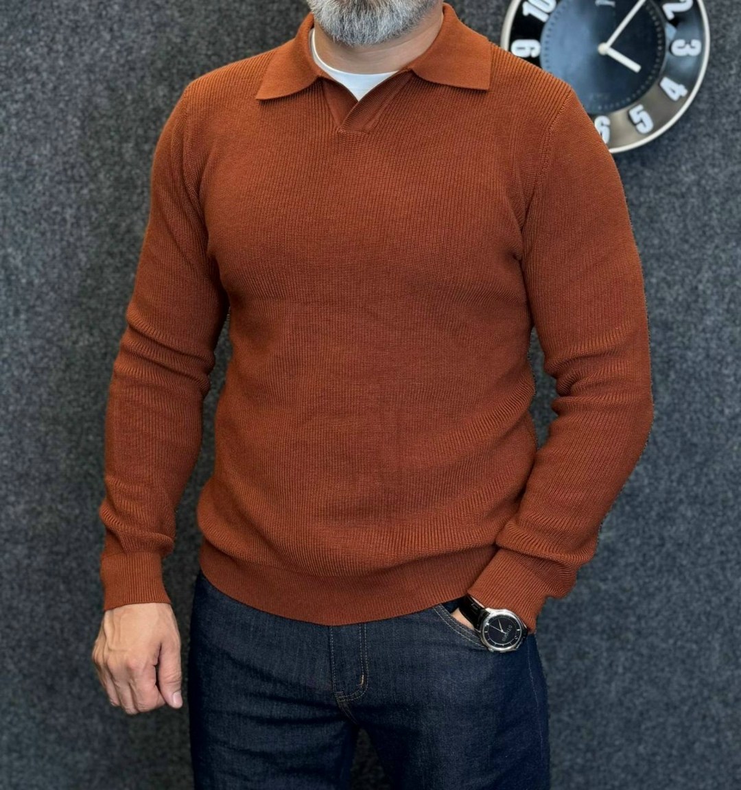 мужская кофта,джемпер серый,свитер с воротником,мужской пуловер,свитера мужская