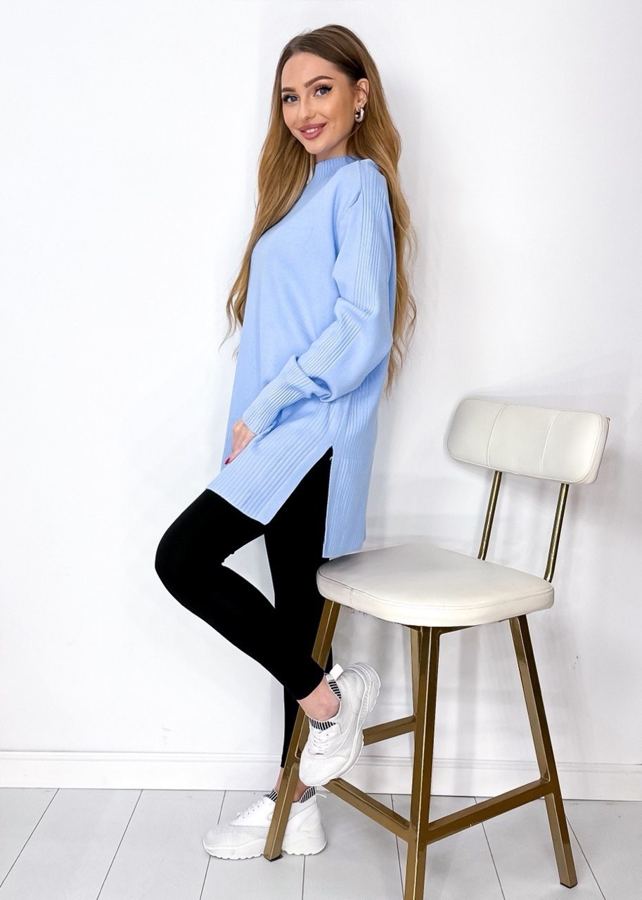 свитер удлиненная,джемпер оверсайз,кофта голубая,женский джемпер,свитера женские