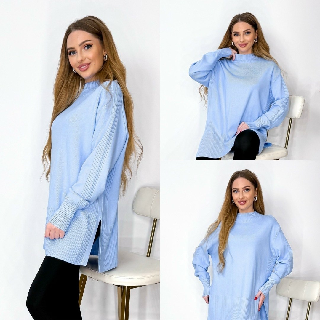 свитер удлиненная,джемпер оверсайз,кофта голубая,женский джемпер,свитера женские
