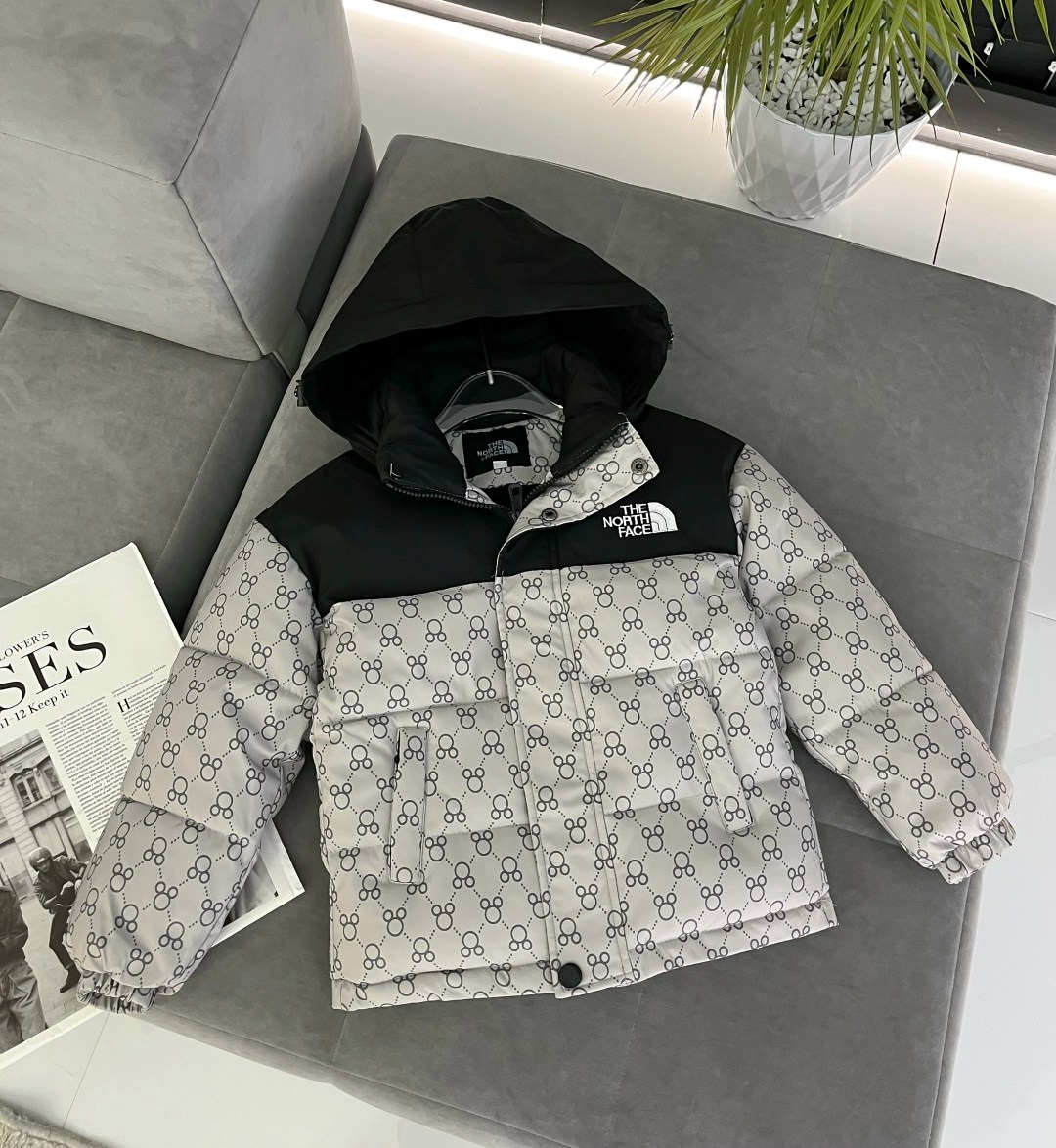 пуховик gucci x the north face,куртка с принтом gucci x the north face,теплая куртка,пуховик gucci,куртка гуччи и норт фейс