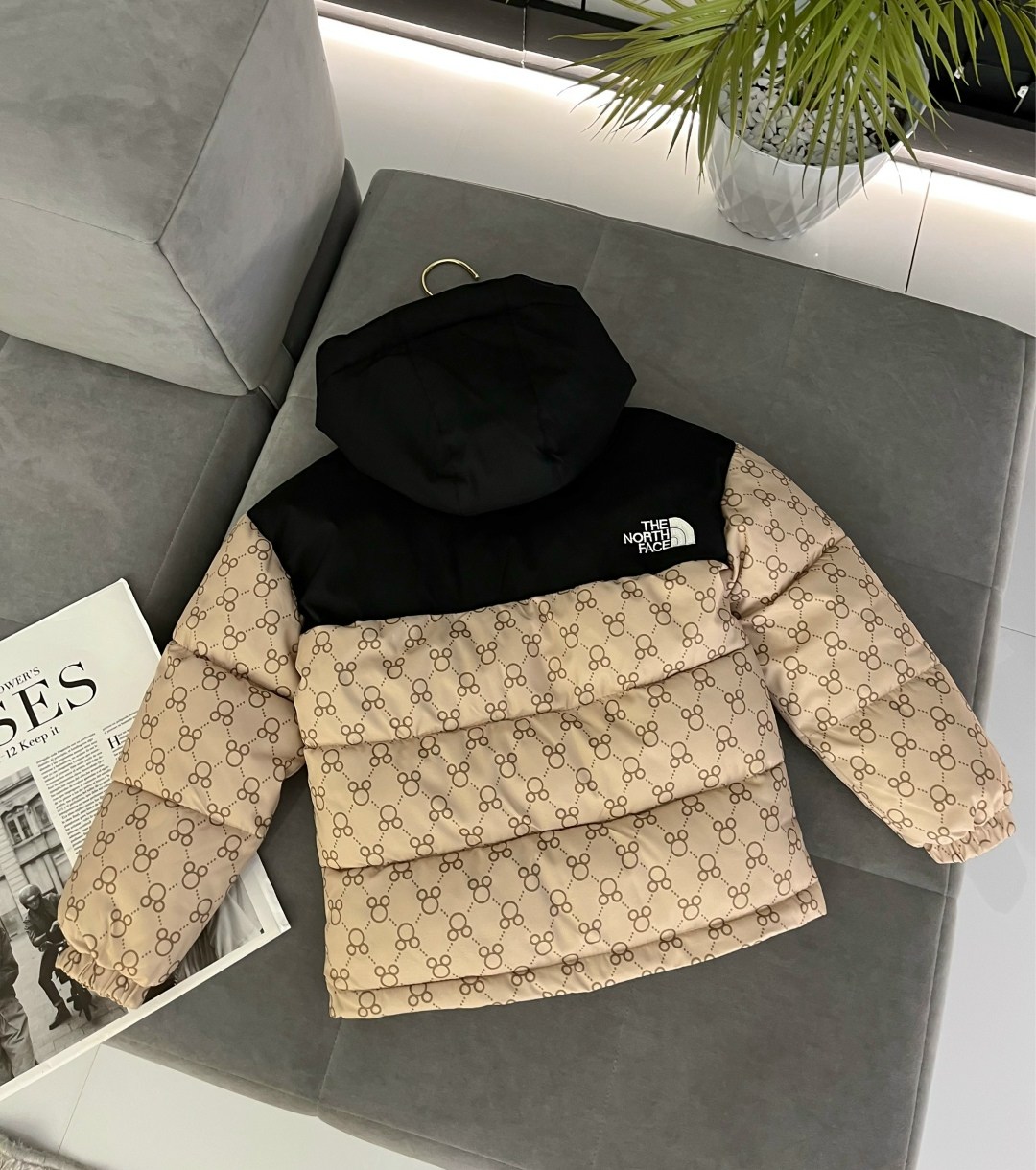 пуховик gucci x the north face,куртка с принтом gucci x the north face,теплая куртка,пуховик gucci,куртка гуччи и норт фейс