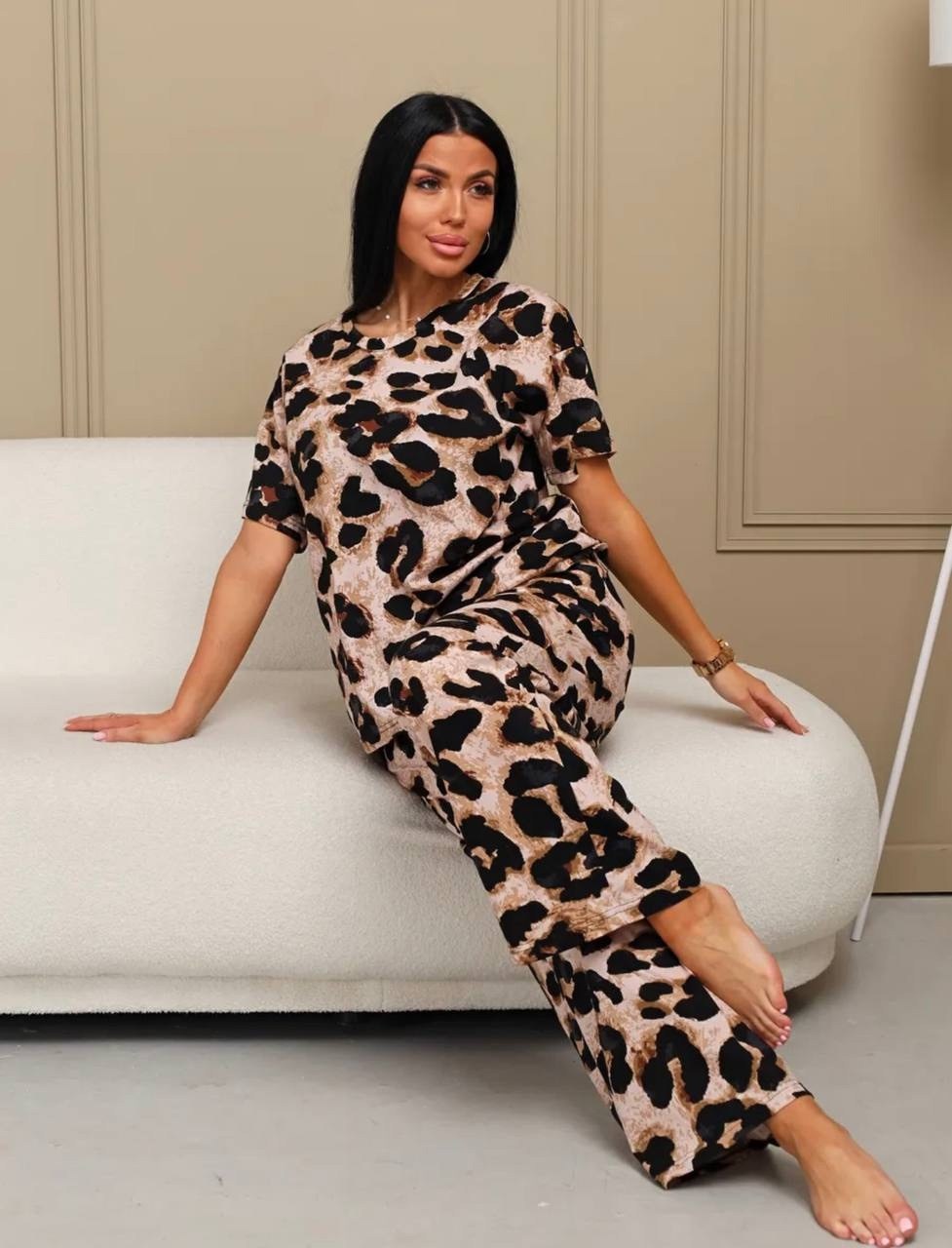 костюм со штанами домашний,женская пижама с брюками,костюм пижама с брюками,костюм с брюками домашний,костюм женский леопард