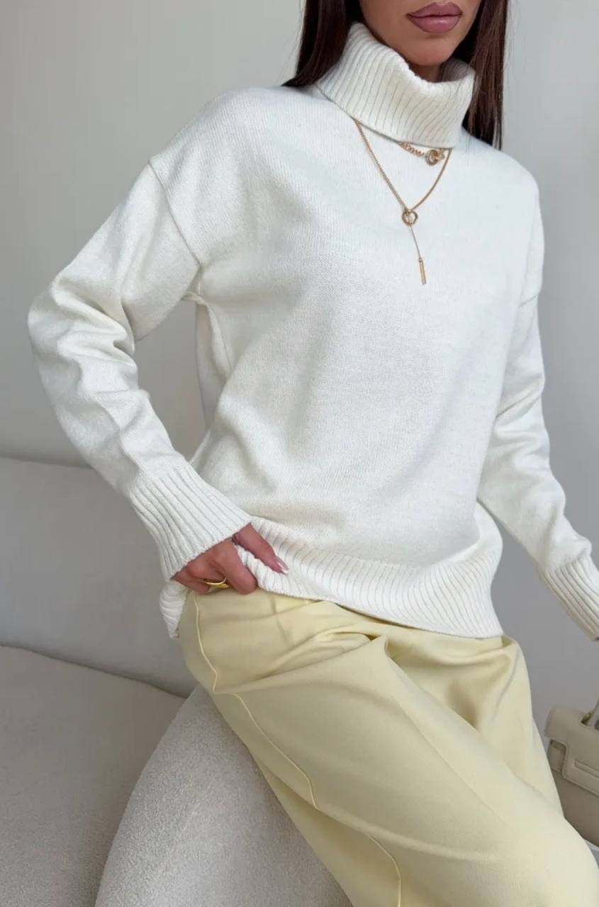 белый свитер оверсайз,свитера женские,свитер теплый,свитер,свитер оверсайз вязаный с горлом