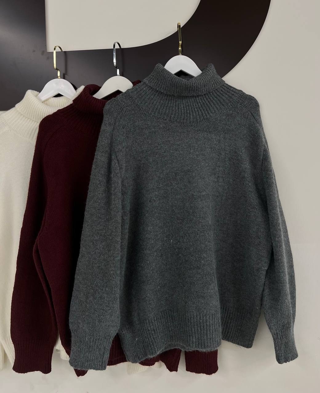 белый свитер оверсайз,свитера женские,свитер теплый,свитер,свитер оверсайз вязаный с горлом