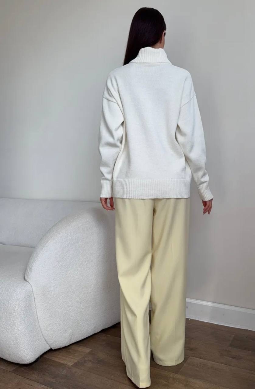 белый свитер оверсайз,свитера женские,свитер теплый,свитер,свитер оверсайз вязаный с горлом