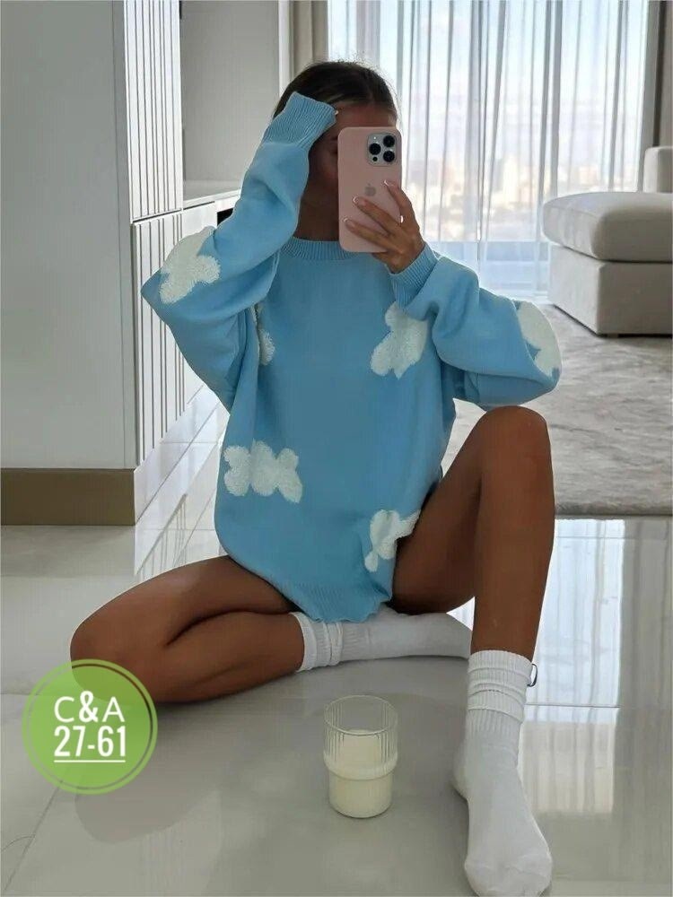 свитер облачко,свитера женские,свитер,женские кофты,свитер туника вязаный оверсайз