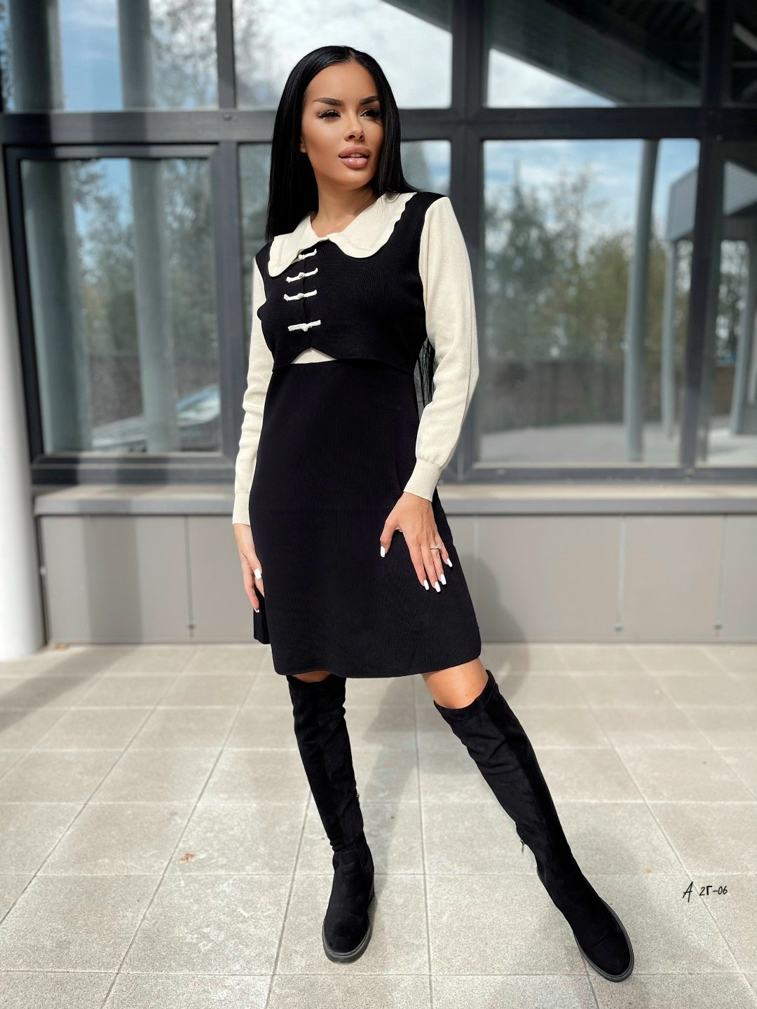 женское платье с отложным воротником,трикотажное платье,платье с отложным воротником,женские платье,платье черное