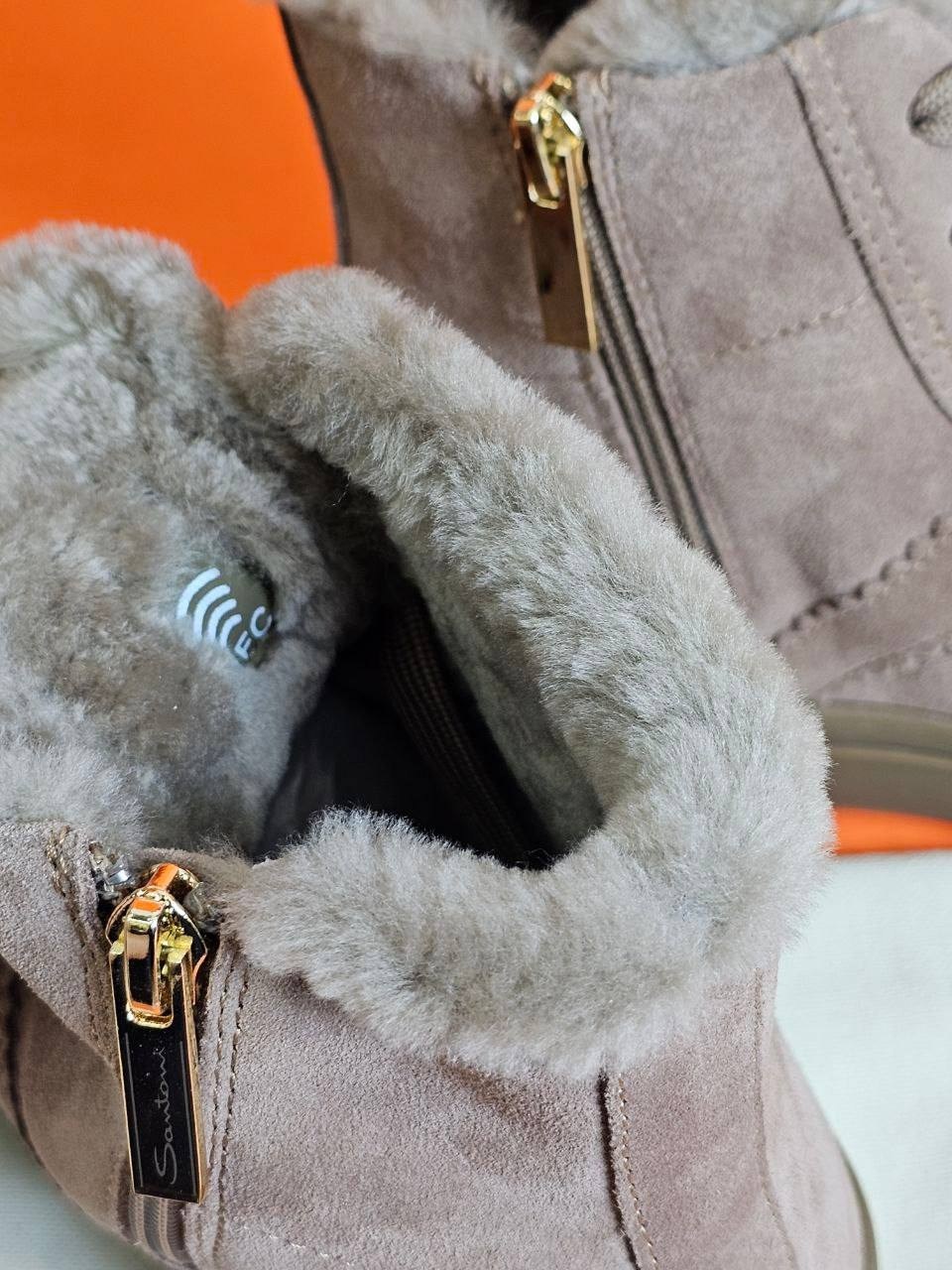 ,замшевые ботинки santoni,мужские ботинки с мехом,зимние ботинки,зимние кроссовки