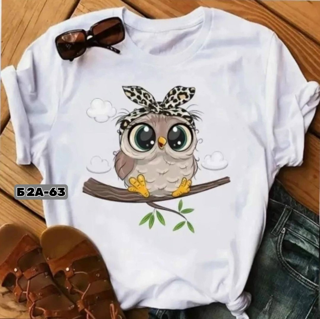 женские футболки с принтом,женские футболки,футболка с принтом сова,модная футболка,женская футболка с принтом совы