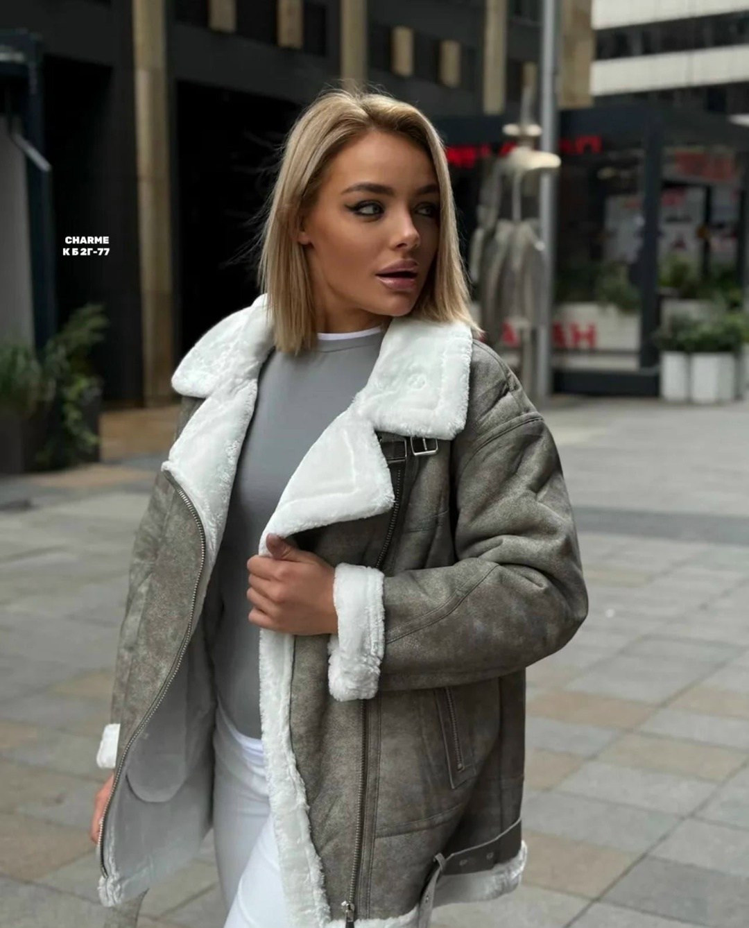 стильная дубленка,дубленка авиатор,серая дубленка,женская дублёнка,короткая дубленка