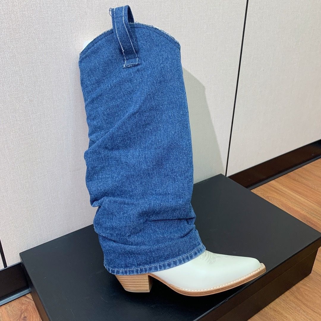 ,высокие сапоги,джинсовые сапоги,женские сапоги,женские ковбойские сапоги