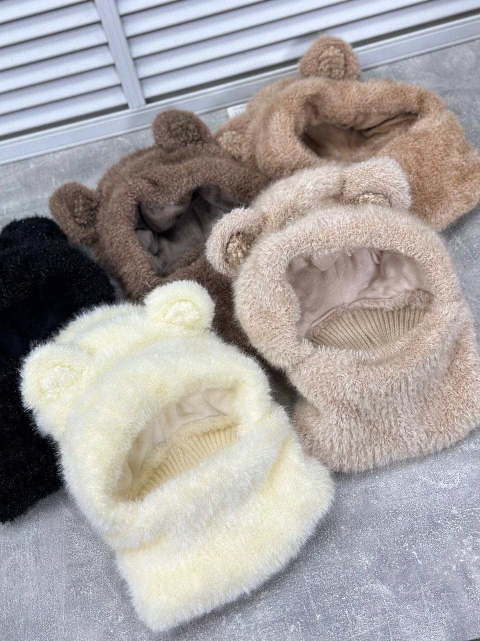 балаклава с ушками,балаклава с ушками мишки,плюшевая шапка,шапка балаклава с ушками,вязаная балаклава с ушками