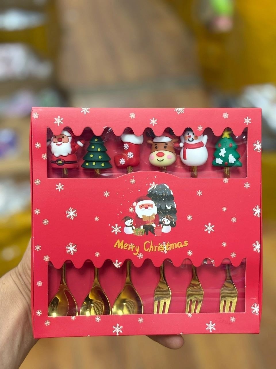 набор ложек и вилок,набор новогодних ложек и вилок,новогодний набор столовых приборов,рождественский набор,набор столовыx приборов