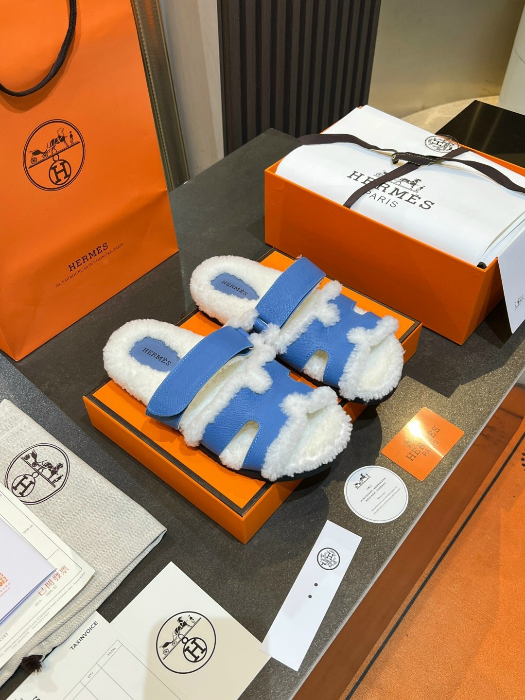 тапочки hermes,тапочки модные,шлепки меховые hermes,шлепки меховые hermes premium shoes,