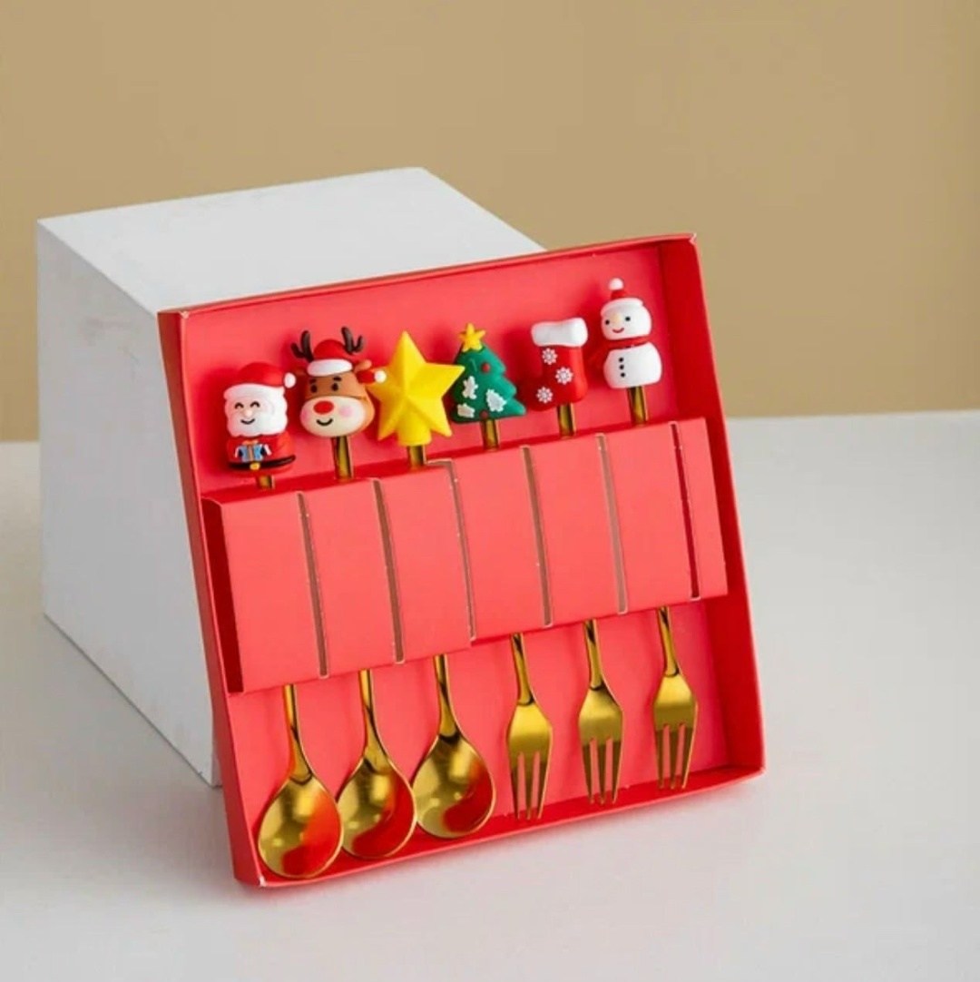 набор ложек и вилок,набор новогодних ложек и вилок,новогодний набор столовых приборов,рождественский набор,набор столовыx приборов