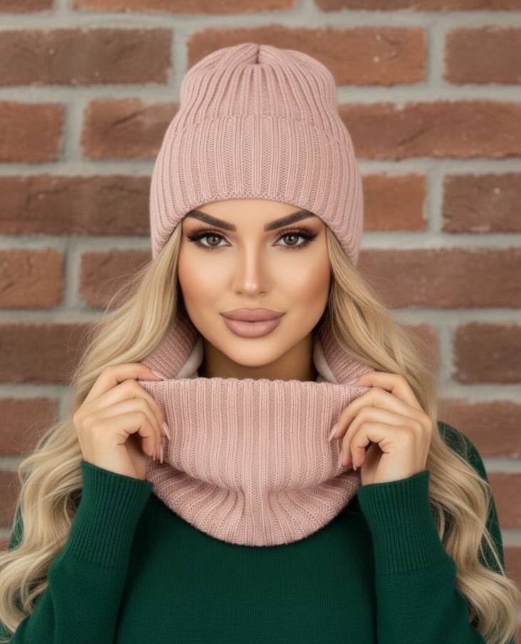 комплект шапки,шапка вязаная,шапка женская вязаная,комплект шапка снуд,бини шапка