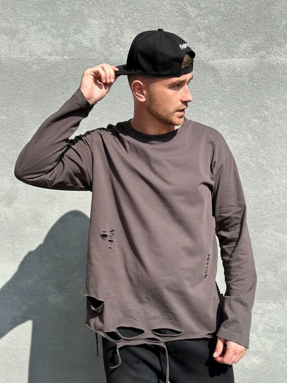 свитшот рваный,рваная кофта,мужские свитшоты,лонгслив рваный