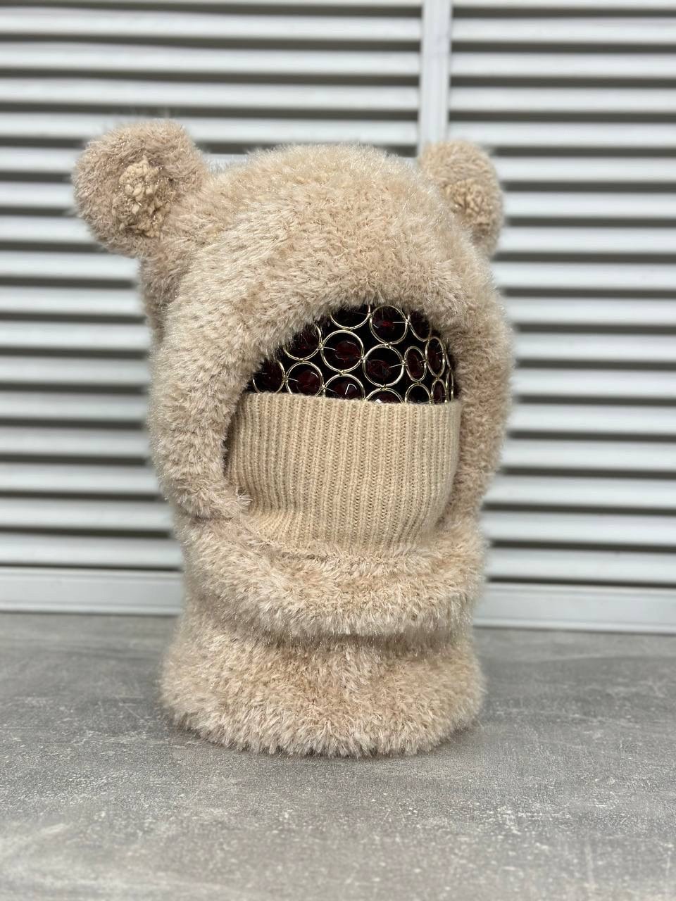 балаклава с ушками,балаклава с ушками мишки,плюшевая шапка,шапка балаклава с ушками,вязаная балаклава с ушками