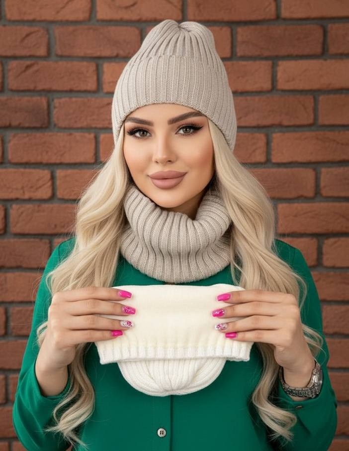 комплект шапки,шапка вязаная,шапка женская вязаная,комплект шапка снуд,бини шапка