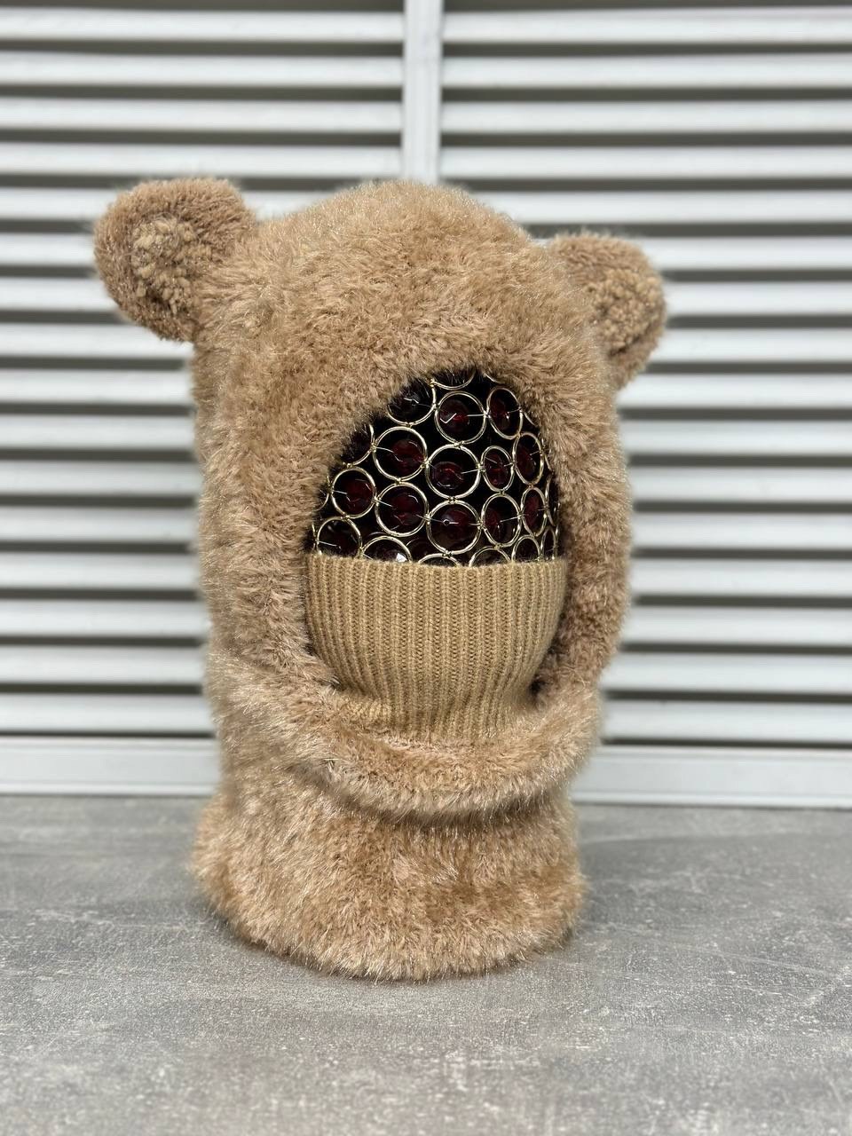 балаклава с ушками,балаклава с ушками мишки,плюшевая шапка,шапка балаклава с ушками,вязаная балаклава с ушками