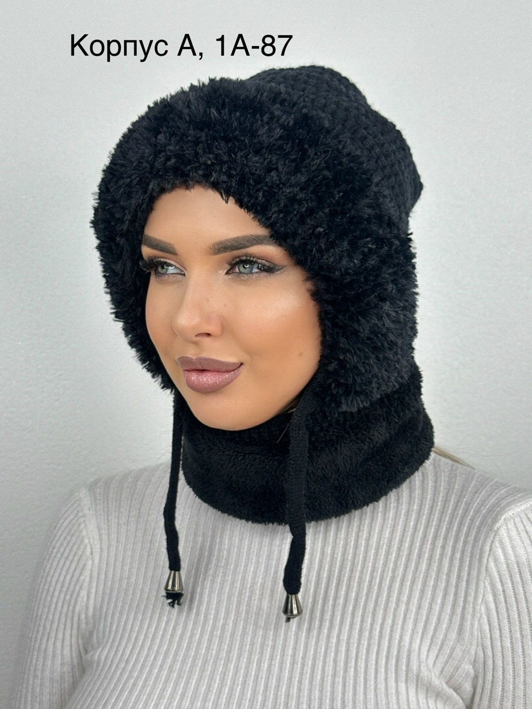 комплект шапки,женская зимняя шапка,шапка капор,шапка снуд,вязаные комплекты