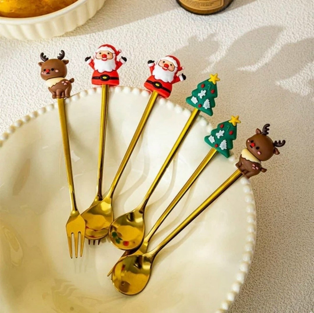 набор ложек и вилок,набор новогодних ложек и вилок,новогодний набор столовых приборов,рождественский набор,набор столовыx приборов