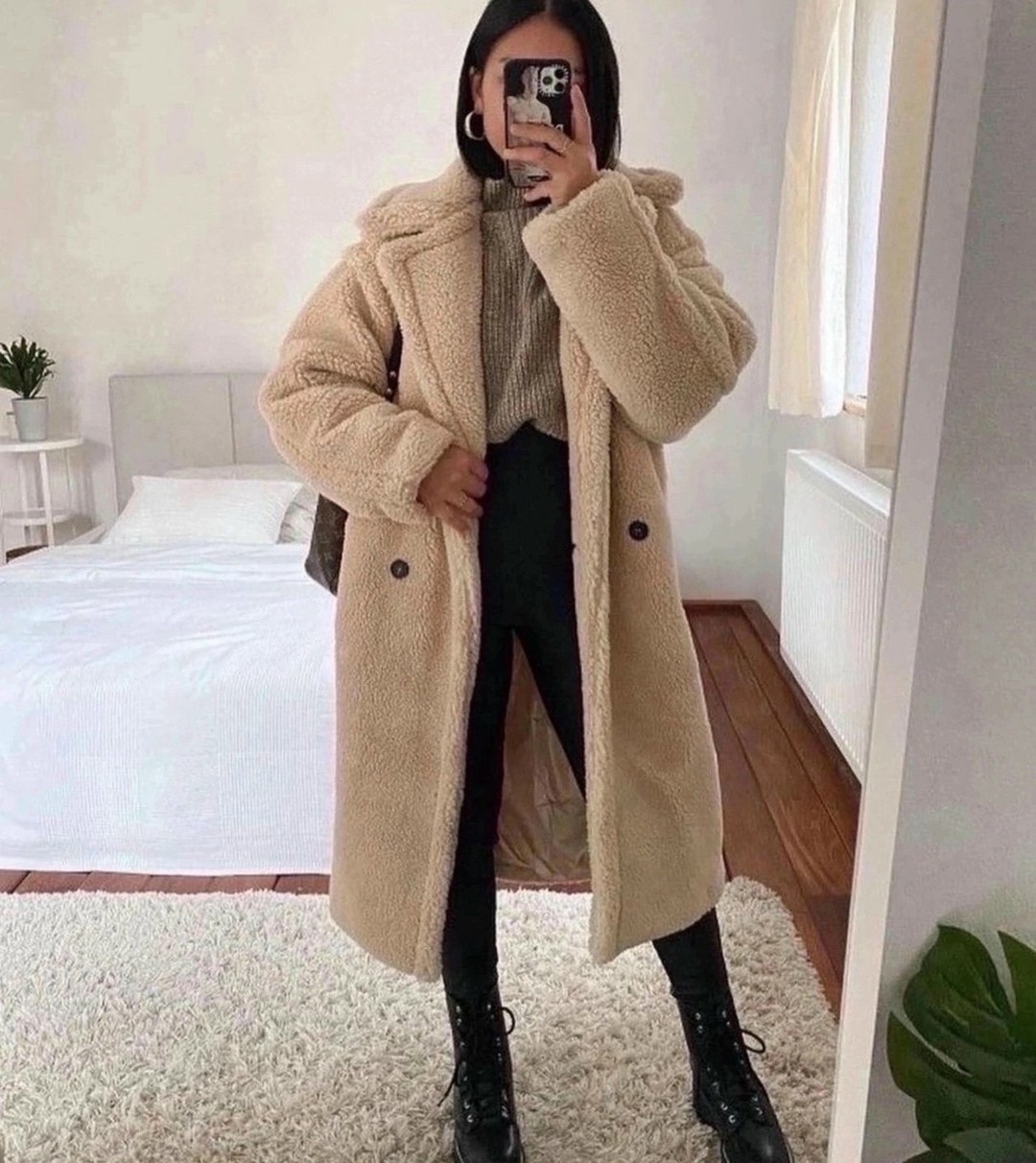 плюшевое пальто,зимняя мода,стильное пальто,шубка тедди,зимний стиль одежды