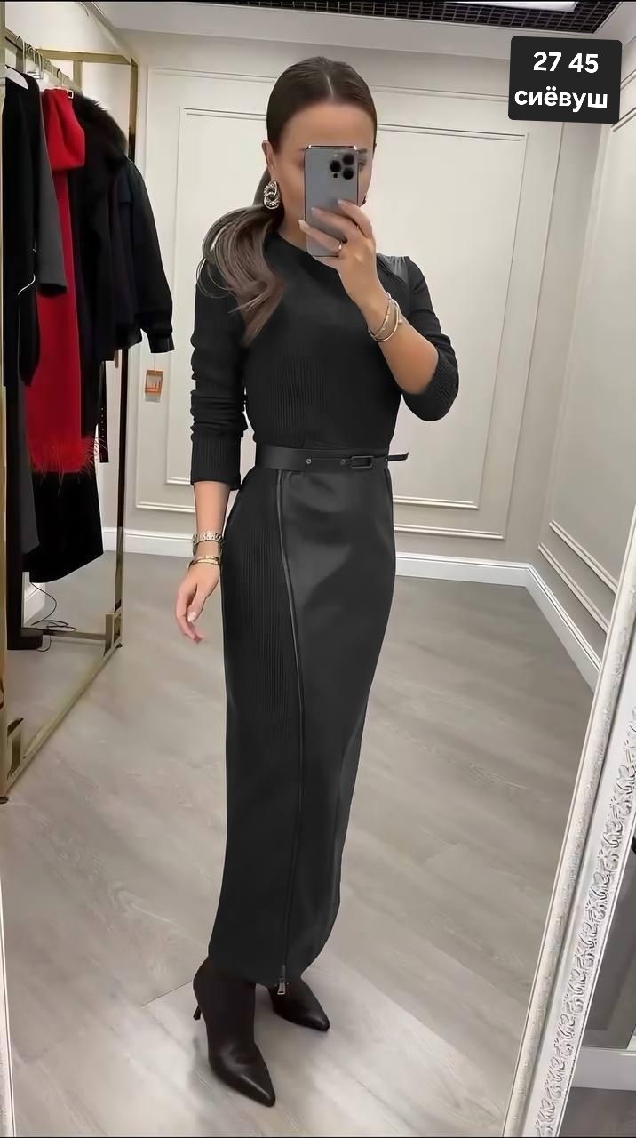 длинная кожаная юбка,платье стильное,юбка из экокожи,платье женская,платье из эко кожи