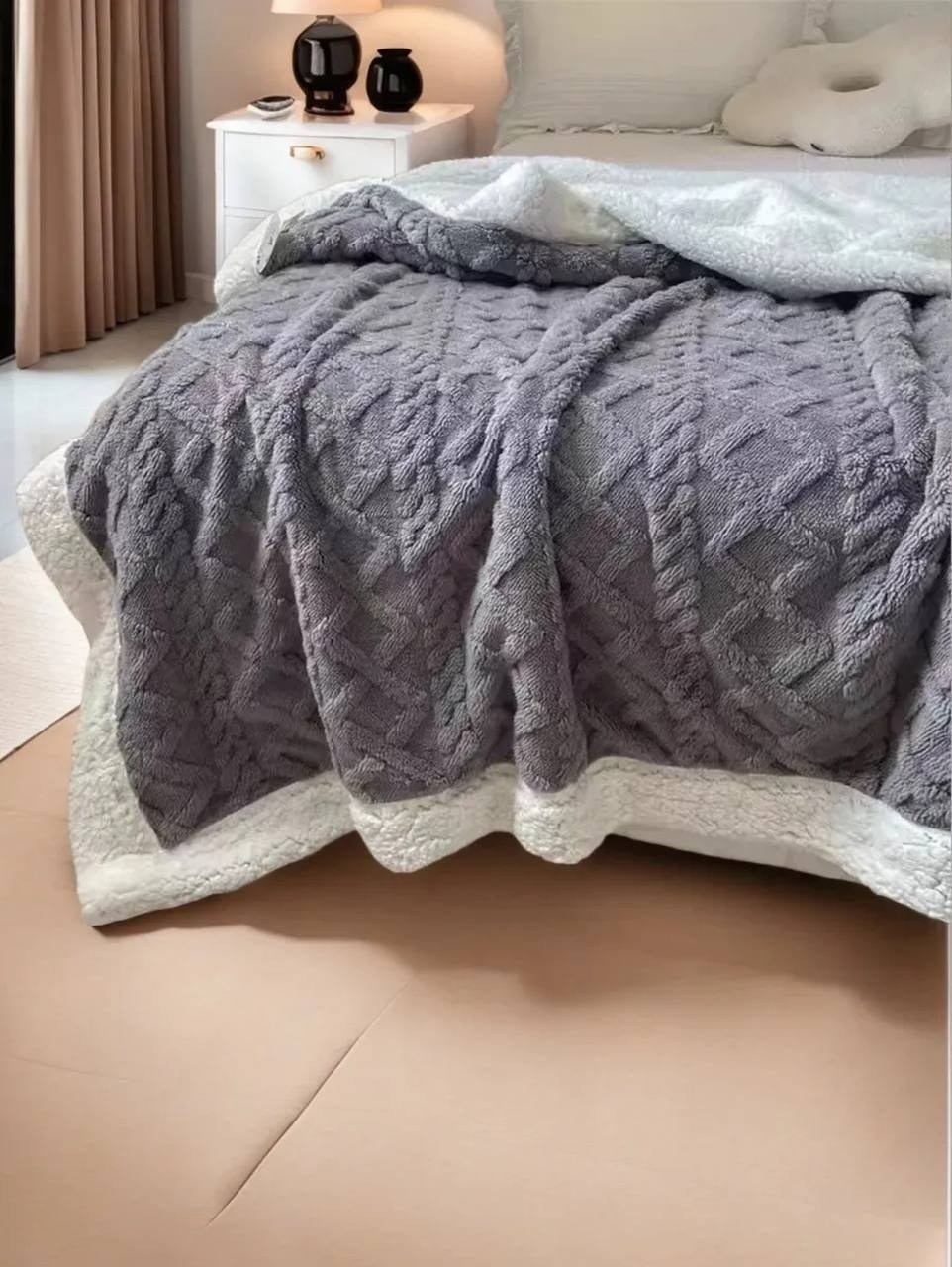 двусторонний плед,плед серый,плед и покрывало,плюшевое одеяло,плюшевые пледы