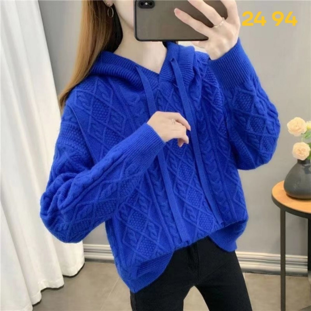 свитера с капюшоном,женские вязаные свитера,вязаные свитера,свитер с капюшоном повседневный,вязаный пуловер