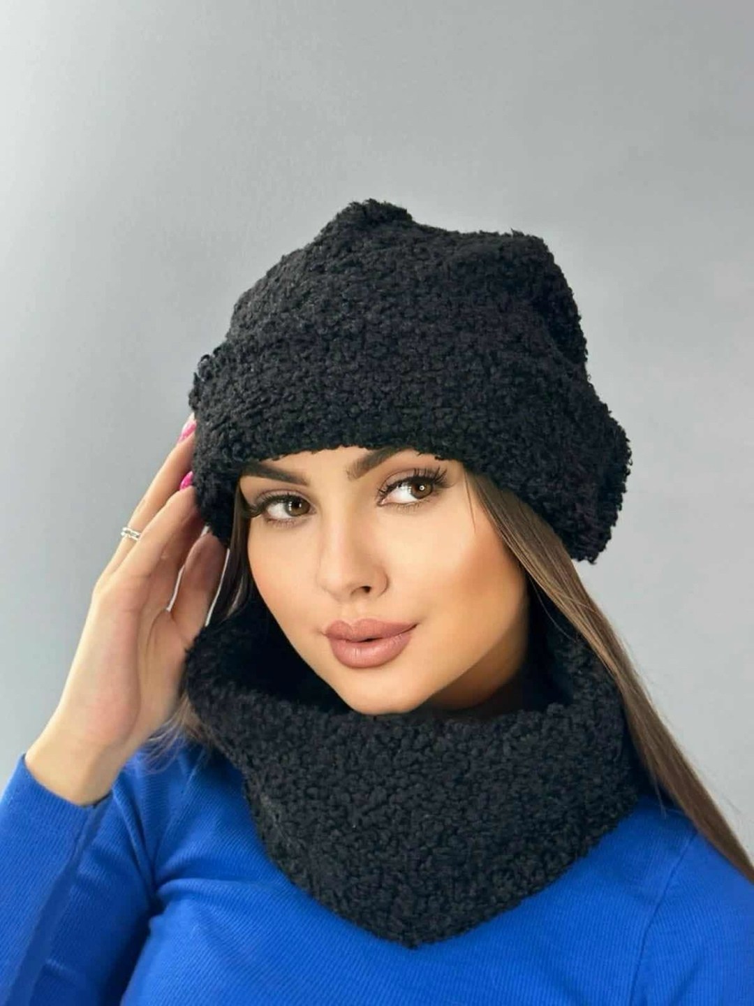 шапка со снудом зимняя комплект,шапка для женщин,шапка снуд,комплект шапка снуд,комплект шапки