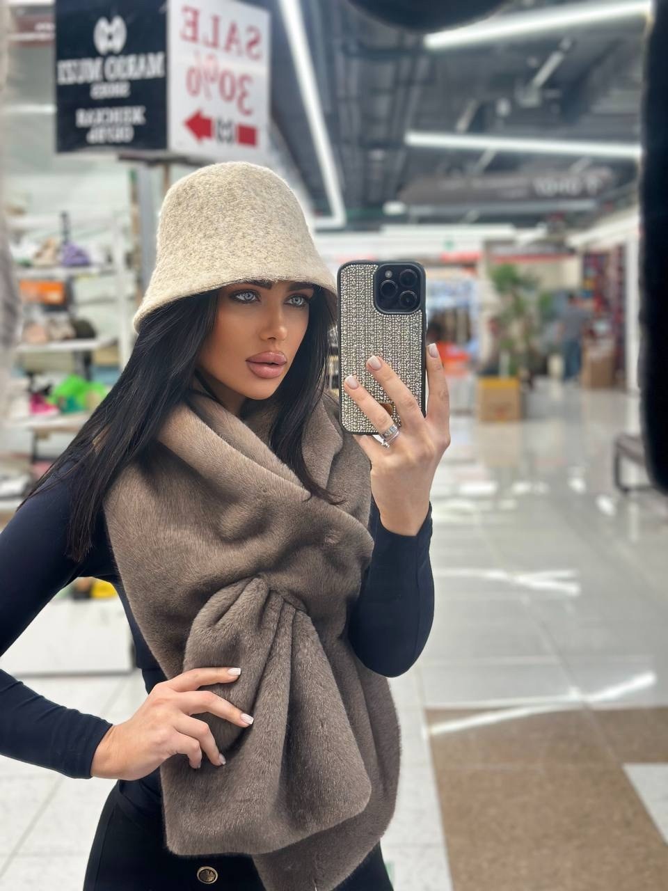 панама женская меховая,лана баранова,шарф женские,панама меховая,шапка и шарф женская