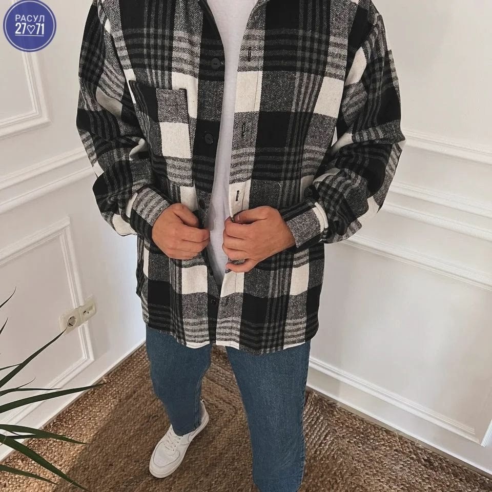 рубашка клетчатая мужская,рубашка теплая оверсайз в клетку,мужская рубашка в клетку,теплая рубашка в клетку,теплая рубашка